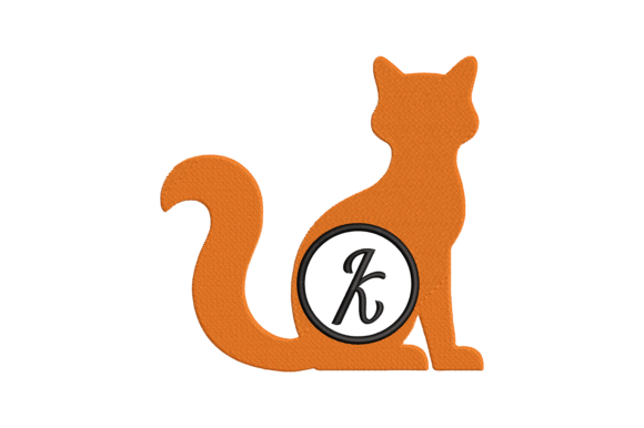 Cat Letter K Embroidery Design
