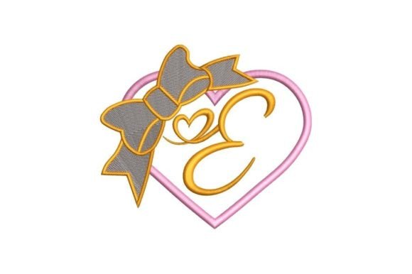 Letter E in Heart Embroidery Design